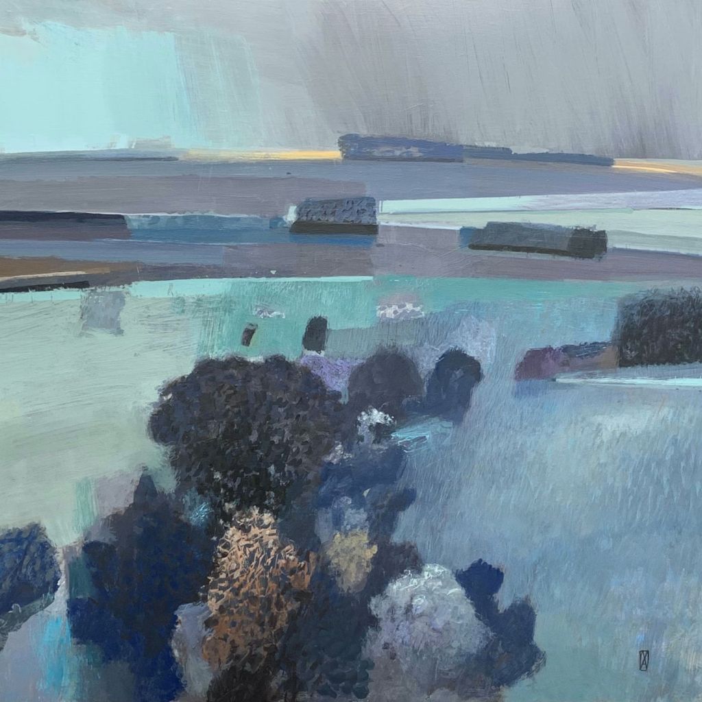 Malcolm Ashman, artist, acrylic, A Late Evening Walk through Owl Wood, art